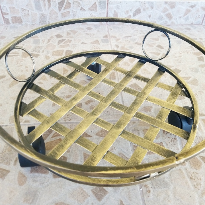 Подставка кованая для цветов на колесах на 1 вазон средняя, стойка под цветы, вазон Киев - изображение 1