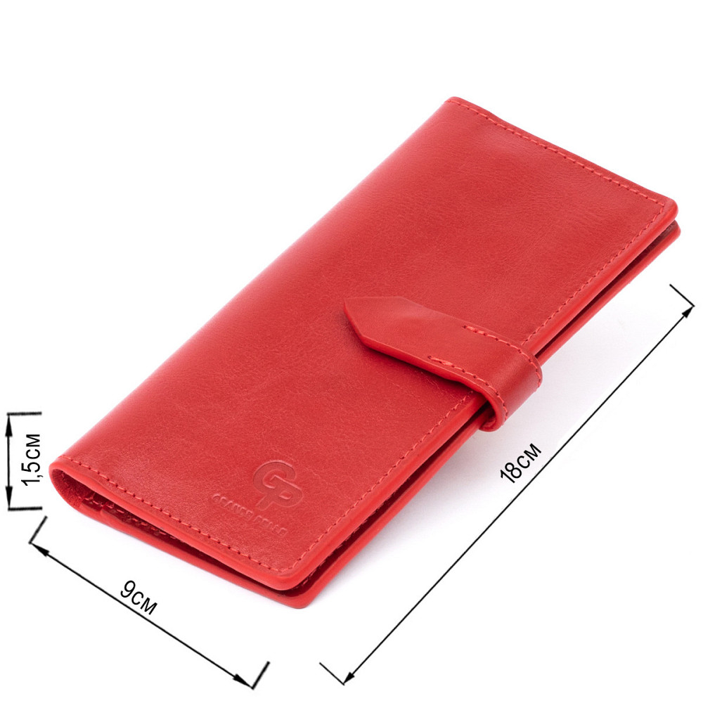 Вертикальний жіночий гаманець глянсовий Anet на кнопці GRANDE PELLE 11325 Червоний Київ - фото 9