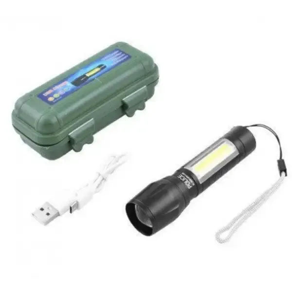 Светодиодный фонарик Bailong Police COB USB BL-511 BL-515 BL-513 в пластиковом чехле Коломыя - изображение 7