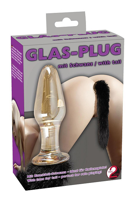 Анальна пробка з хвостиком Glass Plug with Tail Sex Aura Київ - фото 1
