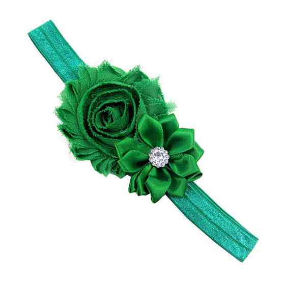 Повязочка на голову детская зеленая - декор 9см, размер универсальный (на резинке) Киев