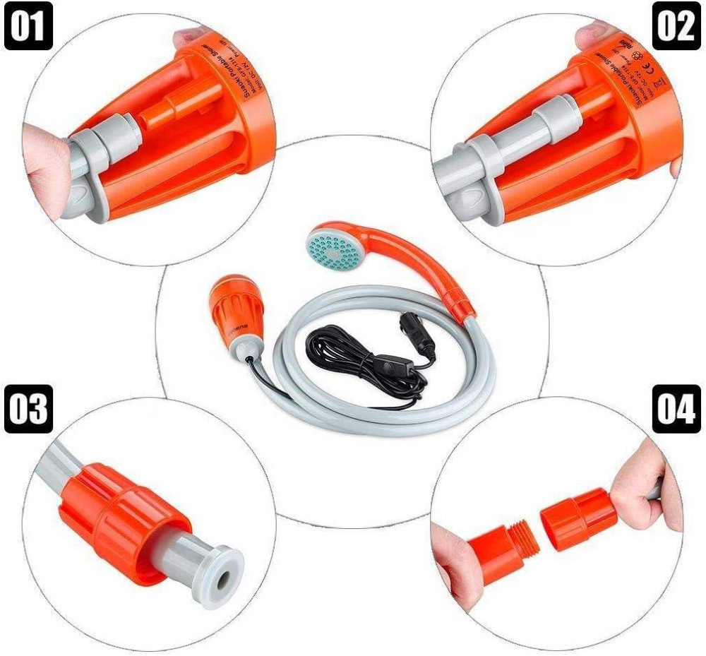 Портативный душ для кемпинга 3,8 л/мин 12V насосом для автомобильного прикуривателя для походов и путешествий Киев - изображение 4