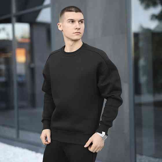 Оверсайз свитшот черный мужской осень зима Pobedov Hubble. Оверсайз кофта черная Киев