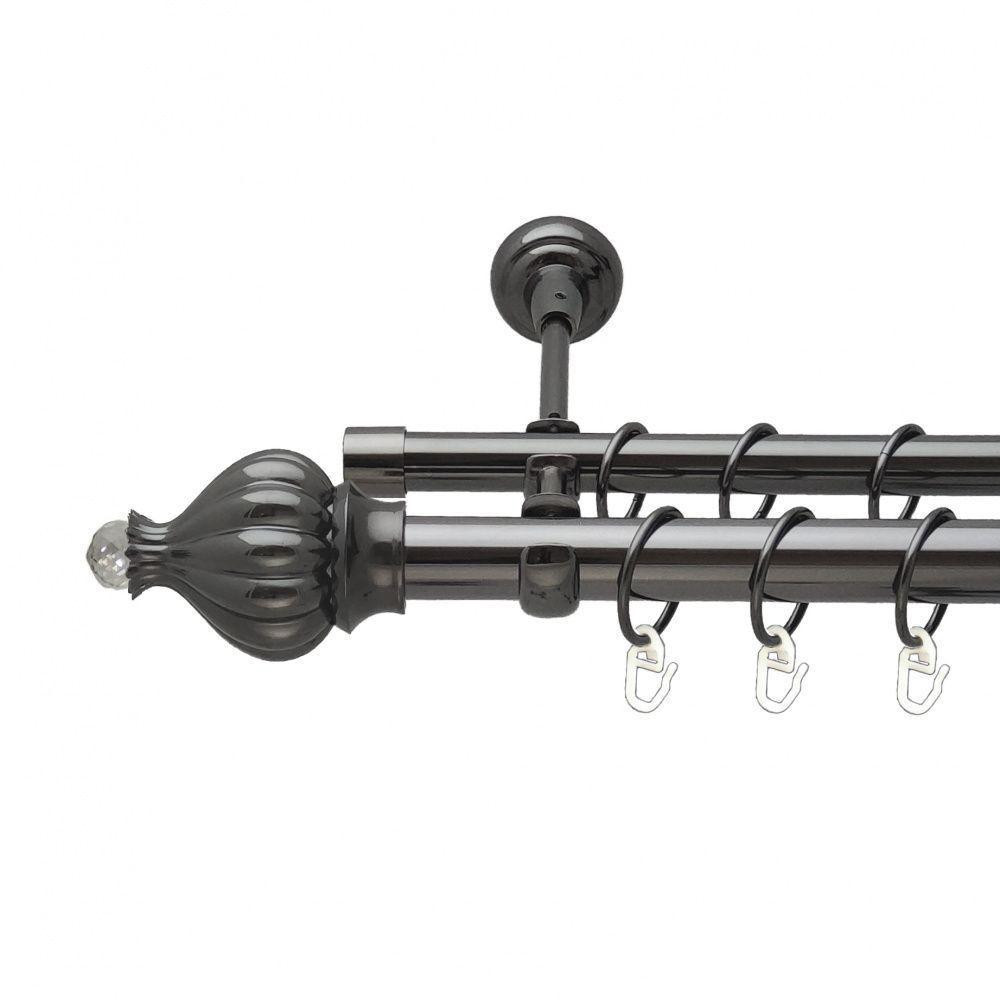 Карниз Orvit Таджа-Кристал металевий дворядний відкритий гладка труба кільце металеве Онікс 25\16 мм 200 см Львов - изображение 1