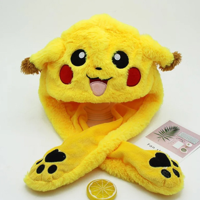 Шапка с шевелящимися ушами, Светящиеся шапки, Карнавальная шапка пикачу Светящаяся в темноте DC-13 Львов - изображение 1