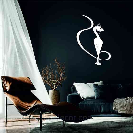 Декоративное настенное 3D Панно «Кот» Декор на стену с объемом 70*47 см, білий Киев