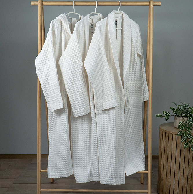 Вафельний халат чоловічий комір стійка з довгим рукавом YouStar 100% бавовна 380 г/м2 (Білий) XXL-XXXL Суми - фото 7