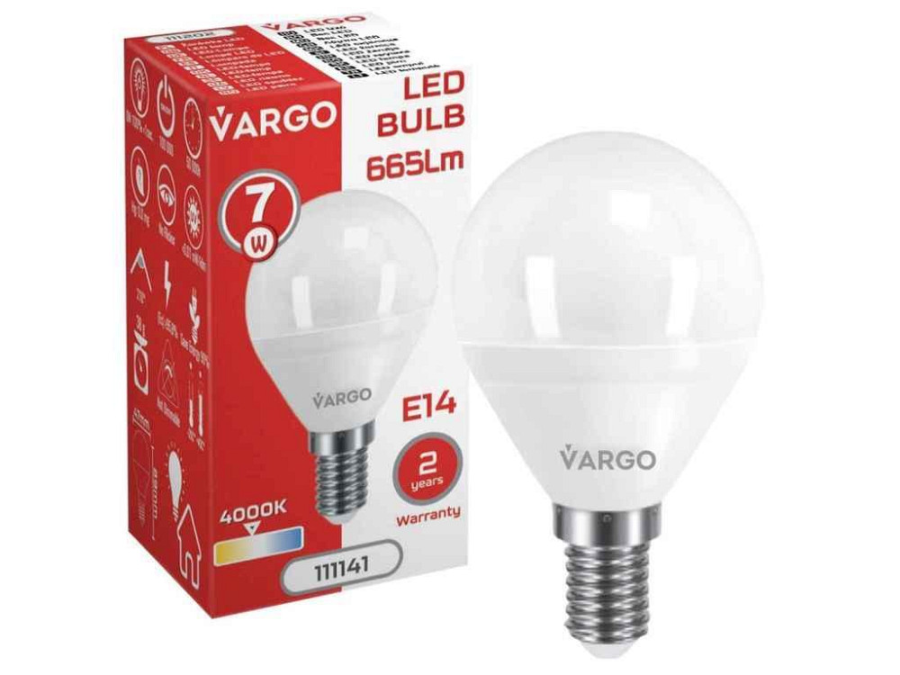 Лампа світлодіодна 7W E14 G45 4000K 220V (V-111141) ТМ VARGO Київ - фото 1