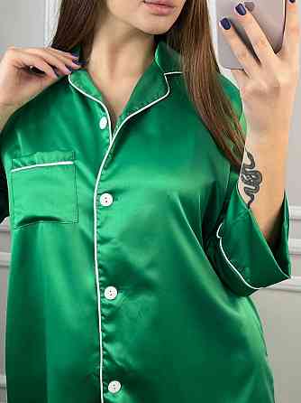 Женская ночная рубашка удлиненная шелковая Зелёный M Харьков