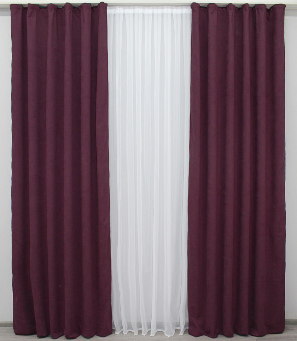 Комплект готових штор VR-Textil Мікровелюр SPARTA № 967ш Бордовий 100х285 см 2 шт (31-307) Київ - фото 4