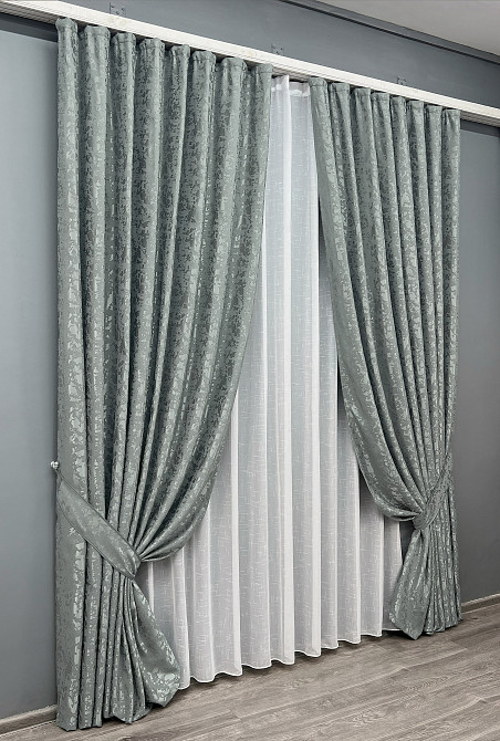 Комплект готових штор VR-Textil Льон мармур Pavliani ХО № 1264ш Сірий 150х280 см 2 шт (33-0105) Київ - фото 11