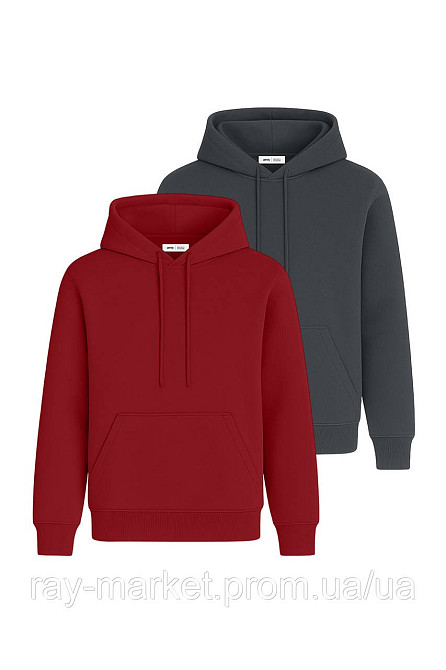 Набор мужское худи утепленное 2шт RAY BASIC Бордовый/Темно-серый (U0401M-Burgundy-Dark Grey) S Киев - изображение 1