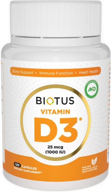 Вітамін Д3 Biotus Vitamin D3 1000 МЕ 120 капс Київ - фото 1