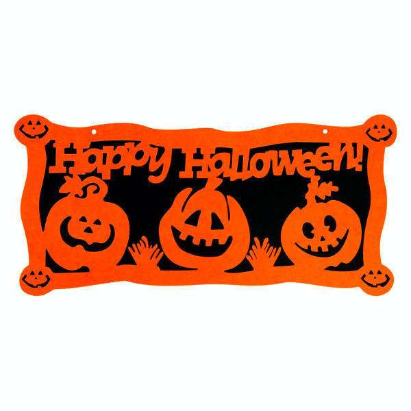 HAPPY HALLOWEEN. Баннер с тыквами (оранжевая тыква), оранжевый фетр Киев - изображение 1