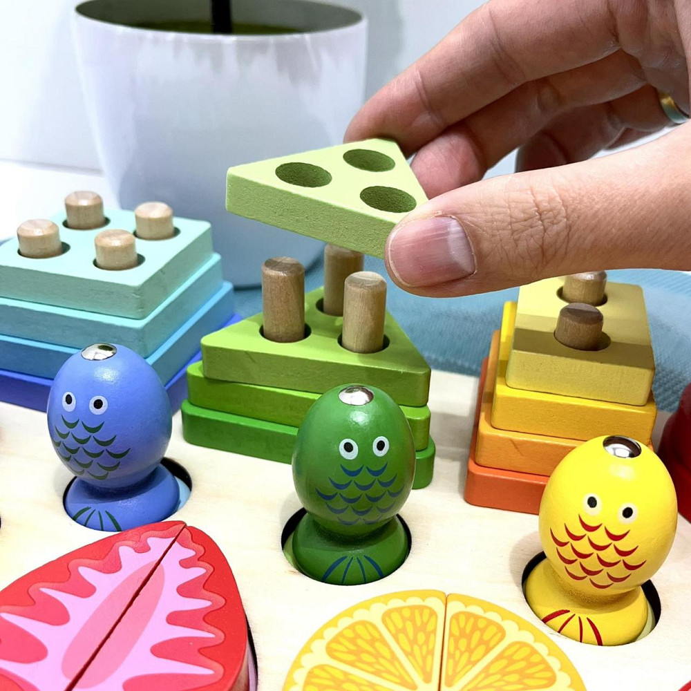 Дошка логічна WToys сортер геометричні фігури фрукти магнітна гра рибалка (68379) Чернігів - фото 6