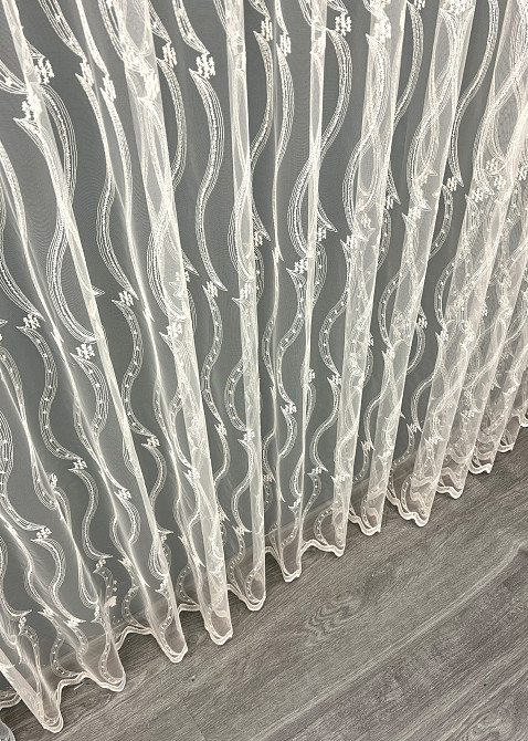 Тюль фатин с вышивкой и люрексом цвет молочный 2015т Киев - изображение 7