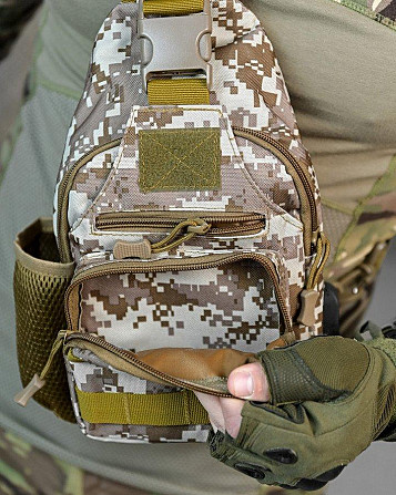 Армейская нагрудная сумка рюкзак с USB портом Защитник Sahara ДЛ7537 Киев - изображение 4