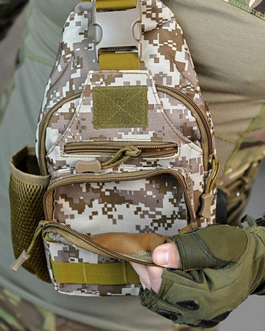 Армейська нагрудна сумка-рюкзак з USB-портом захисник Sahara ДЛ7537 Одеса - фото 4