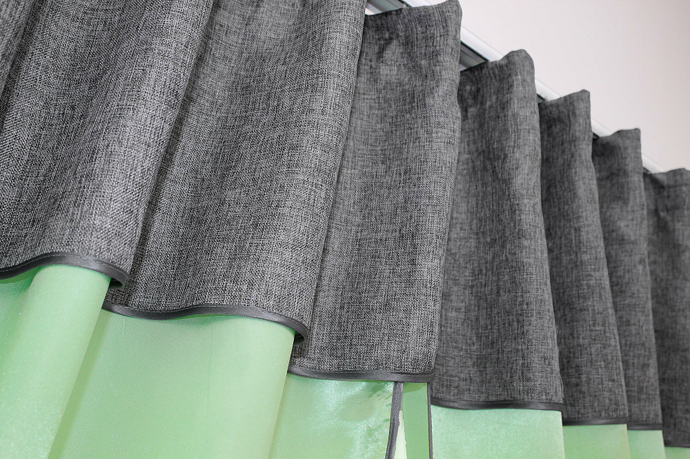 Кухонні штори VR-Textil № 073к з ламбрекеном і підхватами салатовий з сірим 270х170 см ( 52-0274) Київ - фото 5