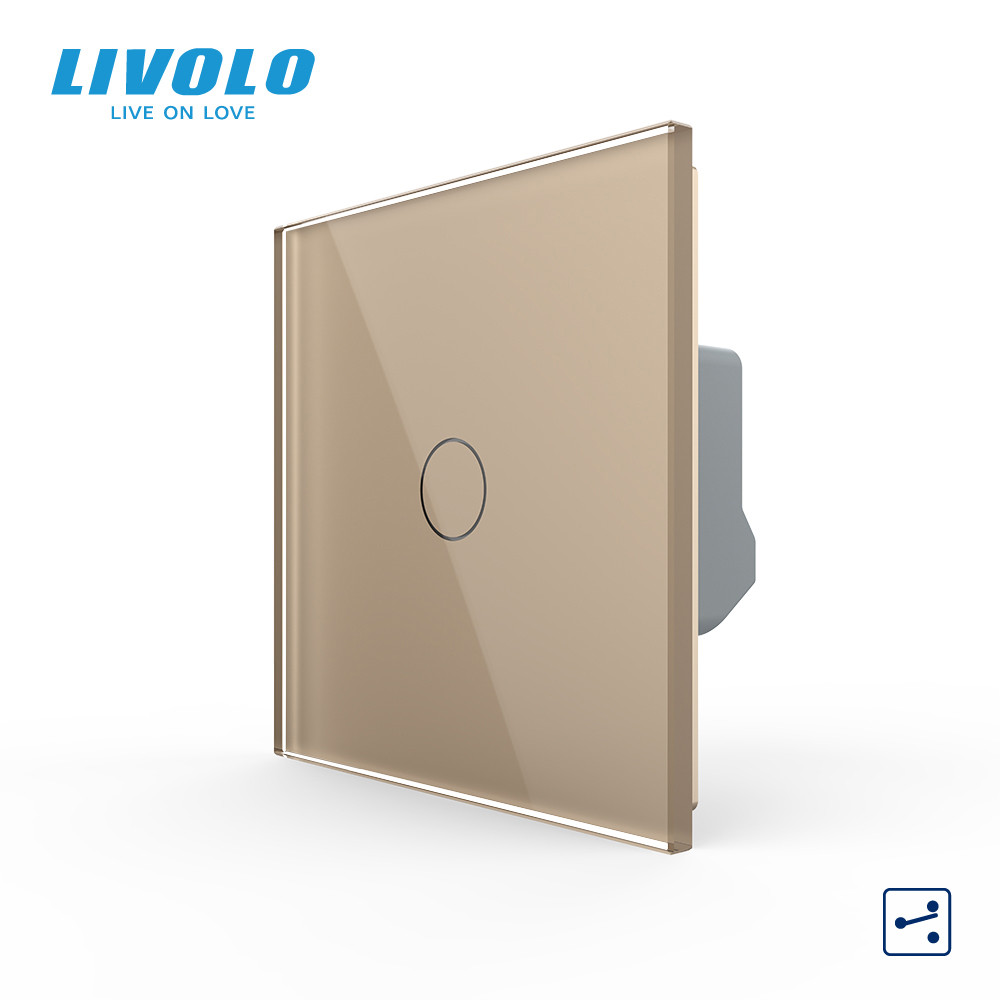 LIVOLO Сенсорний вимикач LIVOLO, золотий скляний, прохідний / перехресний, 5А 230В, без нейтрал Коломия - фото 4