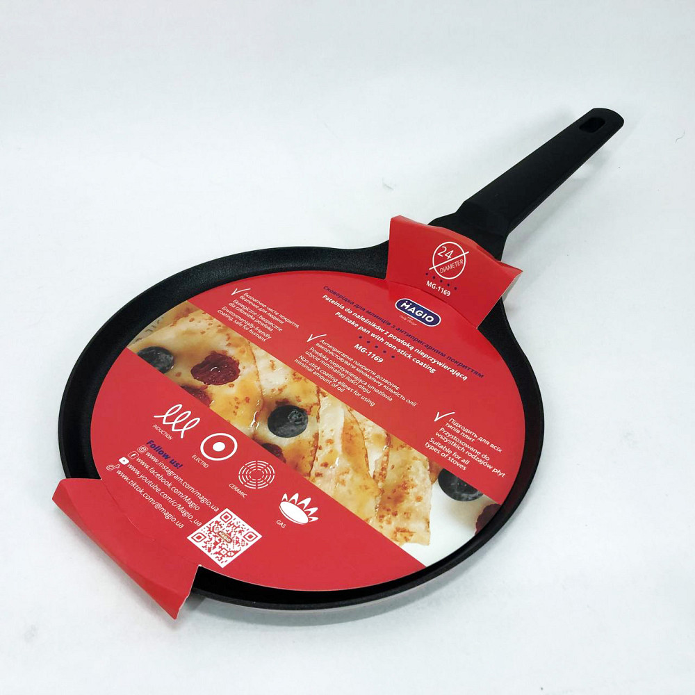 Сковородка для блинов антипригарная MAGIO MG-1169 24 см, Кухонная блинная сковородка YK-63 Львов - изображение 4