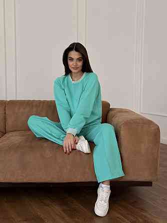 Женский спортивный костюм с широкими штанами Бирюзовый XL/XXL Харьков
