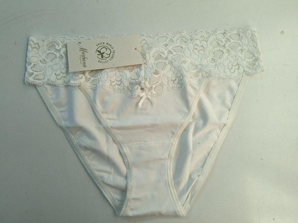 Жіночі трусики Танга з бавовни з мереживним поясом колір Шампань Marsana 01-051 L Київ - фото 1