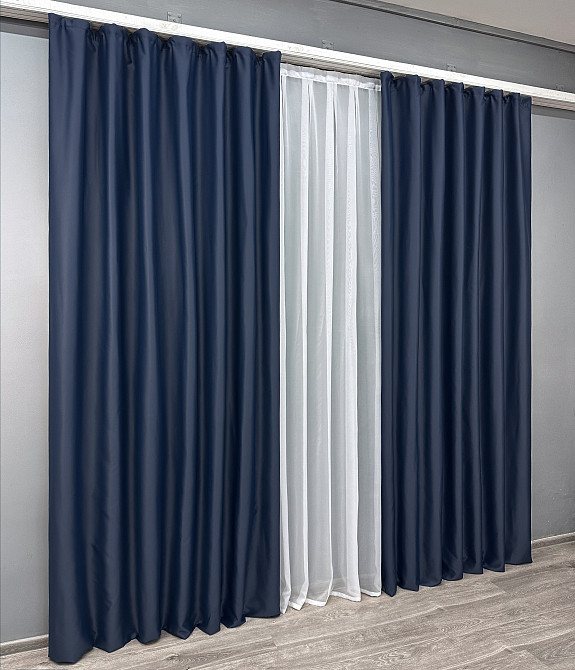 Комплект готових штор VR-Textil Блекаут Midnight № 1164ш Темно-синій 100х270 см 2 шт (31-0022) Київ - фото 3