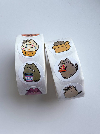 Набор наклейок (стикеров) кот Пушин Pusheen (500шт.) стикербомбинг для телефона, ноутбука. 1 рулон Киев - изображение 3