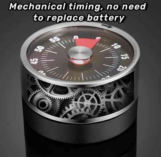 Таймер механічний для кухні зворотній відлік на магніті чорний Київ