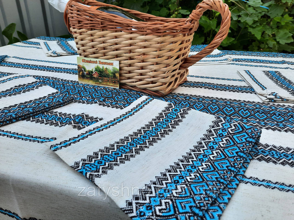Сервірувальна скатертина з серветками синя Київ - фото 6