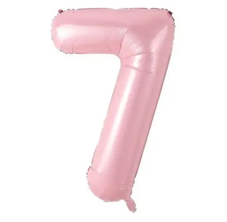 Цифра шарик 7 розовый 30