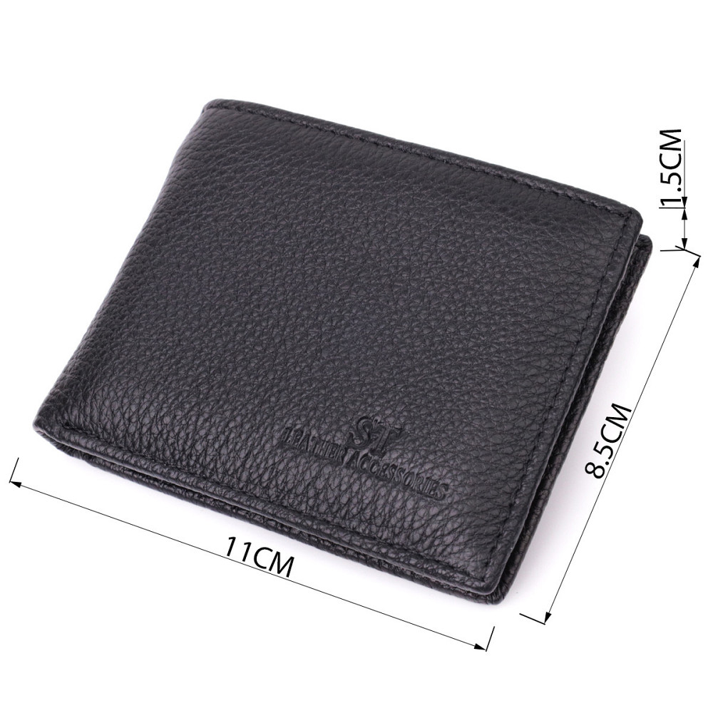 Шкіряний гаманець з металевим затискачем, чорний (ST Leather) Київ - фото 7