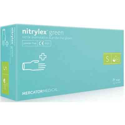 Медицинские перчатки Mercator Medical Nitrylex Green Нитриловые Неопудренные диагностические Размер S Зеленые 100 шт. (5906615027447) Винница