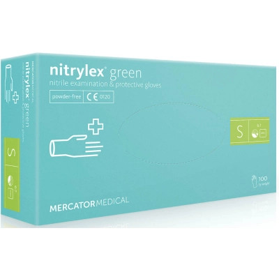 Медицинские перчатки Mercator Medical Nitrylex Green Нитриловые Неопудренные диагностические Размер S Зеленые 100 шт. (5906615027447) Винница - изображение 1
