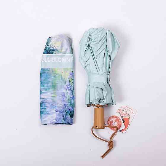 Голубой механический зонт с принтом 99 см Киев