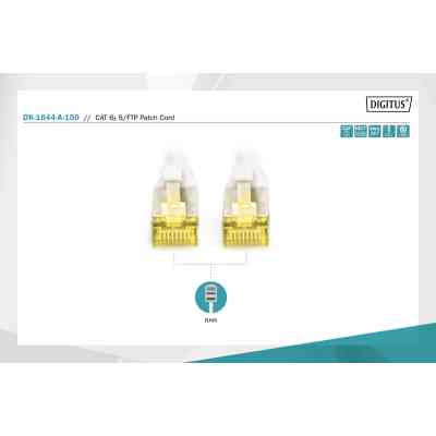 Патч-корд 15м, CAT 6a S-FTP, AWG 26/7, Cu, LSZH, grey Digitus (DK-1644-A-150) Вінниця