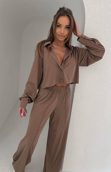 Жіночий стильний костюм дабл Армані Шоколад, 42/44 Одеса - фото 2