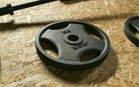 Диск чавунний 15 кг на гриф 50 мм Гантелі, гирі, штанги та диски металевий Київ