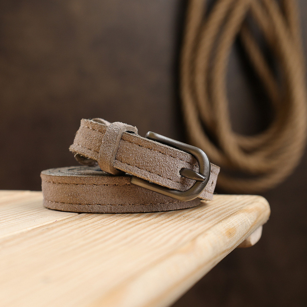 Женский замшевый ремень Vintage 20771 Серый Киев - изображение 10