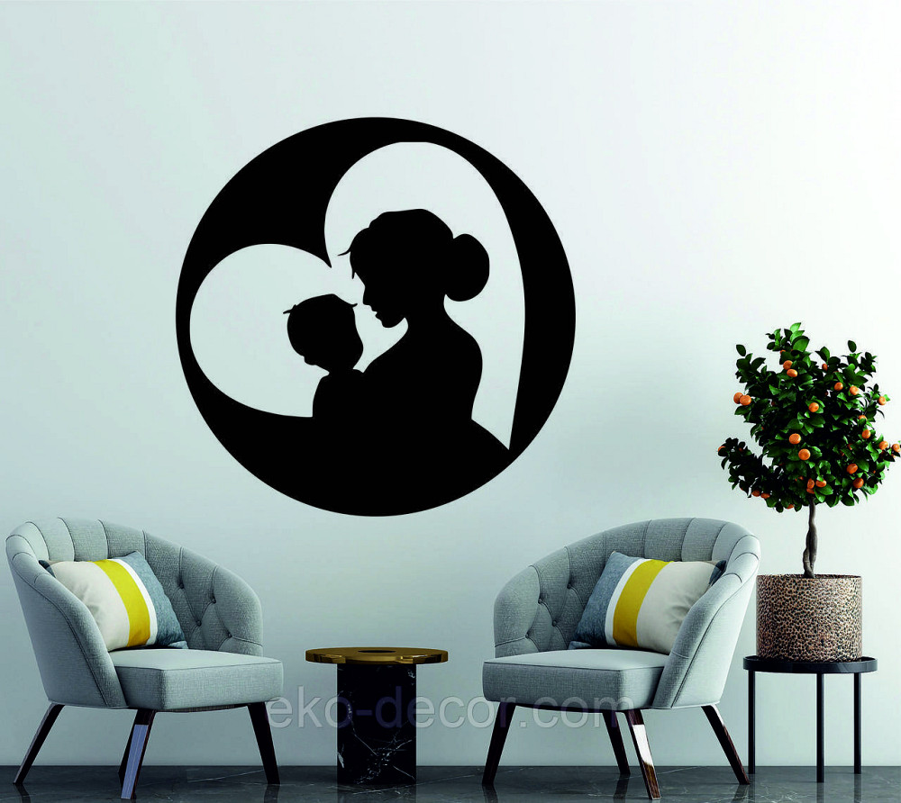 Декоративное настенное Панно «Мать и дитя», Декор на стену 90*90 см, Черный Киев - изображение 1