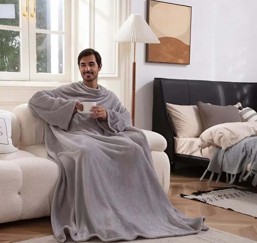 Плед флісовий у вигляді халата з рукавами довгий 140x170см Вінниця - фото 1