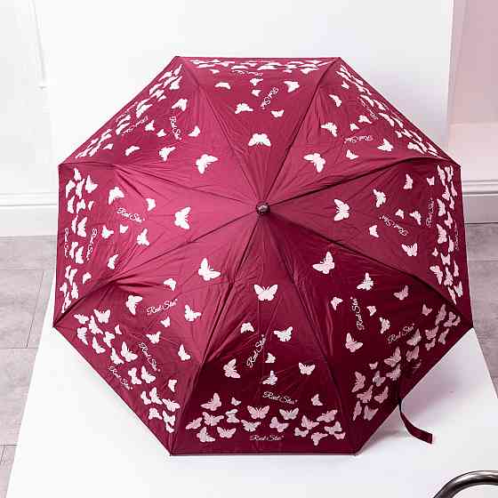 Зонт полуавтомат с принтом прочный из полиэстера диаметр 97 см Красный HP-23-2R Киев