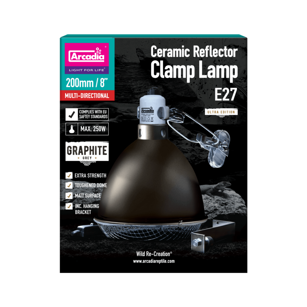 ARCADIA REFLECTOR CLAMP LAMP WITH CERAMIC HOLDER E27 20CM GRAPHITE (R2100075) світильник для тераріума Киев - изображение 1