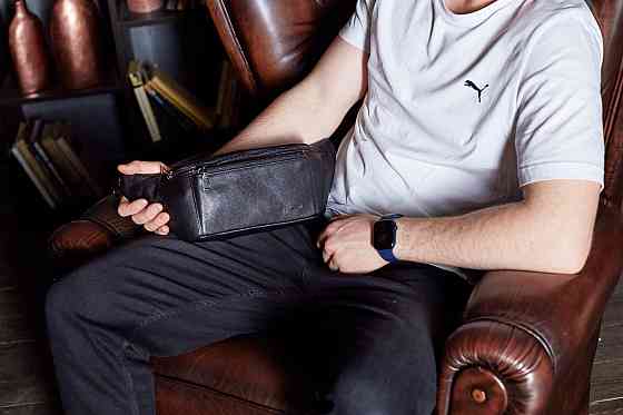 Стильная сумка бананка мужская кожаная коричневая Поясная нагрудная сумка натуральная кожа Киев