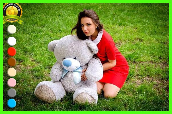 М'яка  іграшка подарунок на 8 березня плюшевий ведмедик Бойд 125 см Сірий Тернопіль - фото 3