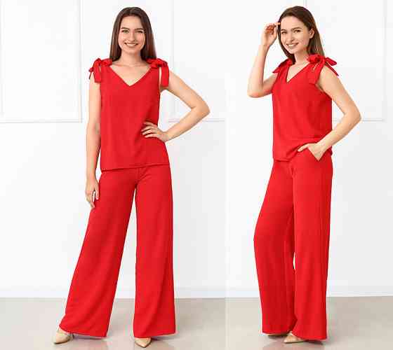 Літній жіночий костюм із широкими штанами "Ясмин" оптом | Норма та батал | Розпродаж моделі Київ