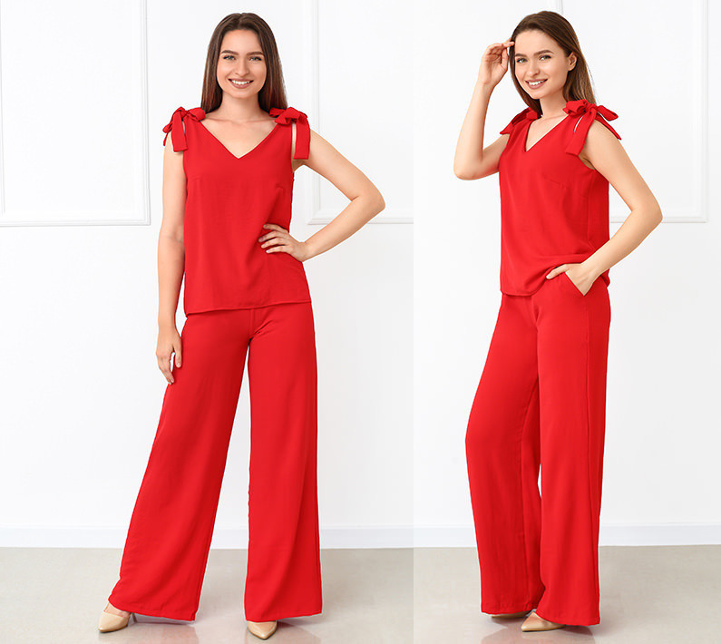 Літній жіночий костюм із широкими штанами "Ясмин" оптом | Норма та батал | Розпродаж моделі Київ - фото 3