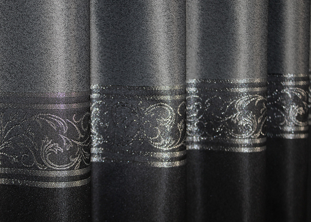 Комплект готовых штор VR-Textil ANZIO № 1468ш Серебристый с черным 140х280 см 2 шт (33-0333) Киев - изображение 7