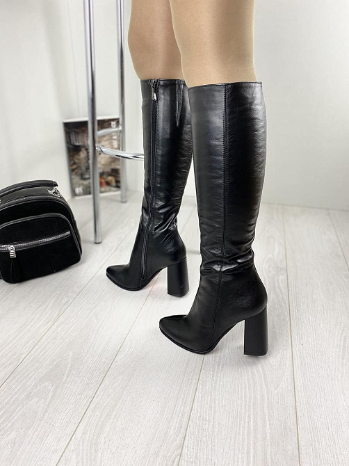 Nivelle Чоботи жіночі NIVELLE чорні натуральна шкіра висота 37см обхват 34-36см каблук 10см (29 Коломия - фото 8